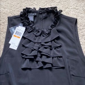 Sleeveless Ruffle Black Blouse
